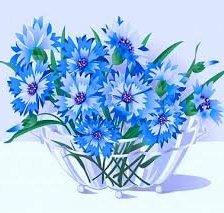 Схема вышивки «Васильки в прозрачной вазе»