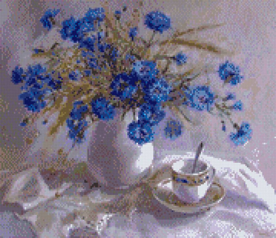 васильки - цветы, ваза - предпросмотр