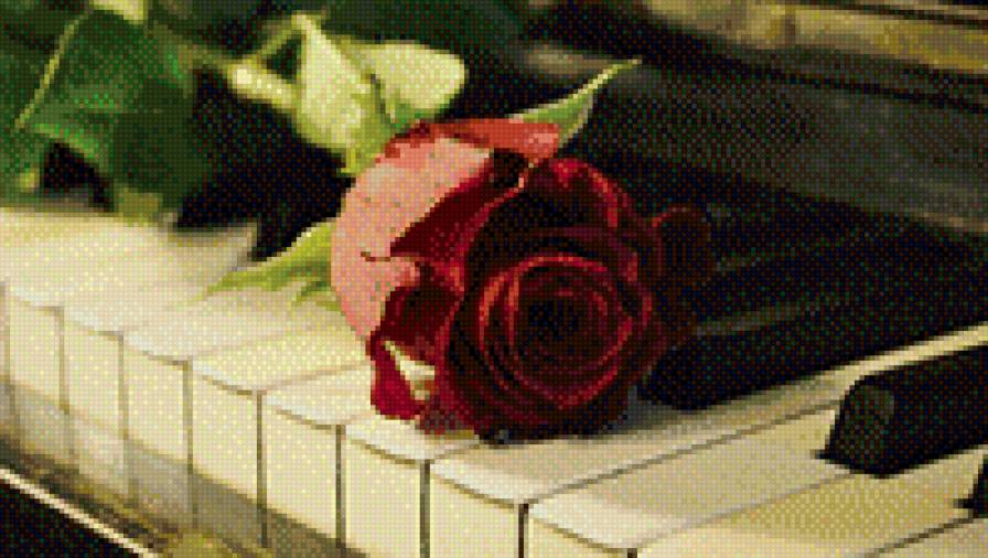 Вдохновение - розы, рояль, цветы - предпросмотр