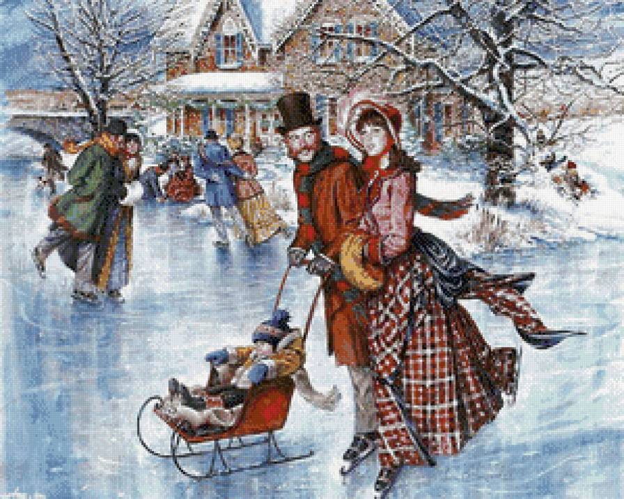 ники боэм 19 на катке - ники боэм, праздник, каток, рождество, санки, зима, дом - предпросмотр