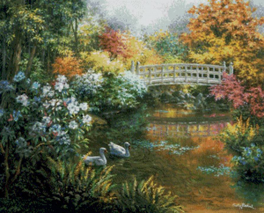 ники боэм 25 в осеннем парке - цветы, садик, лето, осень, пейзаж, ники боэм, домик - предпросмотр