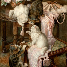 Схема вышивки «Котятки и веер»