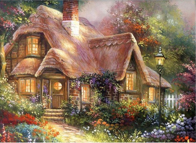 Дом в цветах - дом, цветы - оригинал