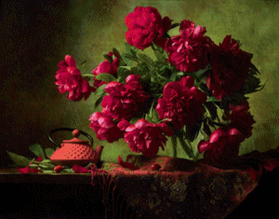 пионы - ваза, цветы, букет - предпросмотр