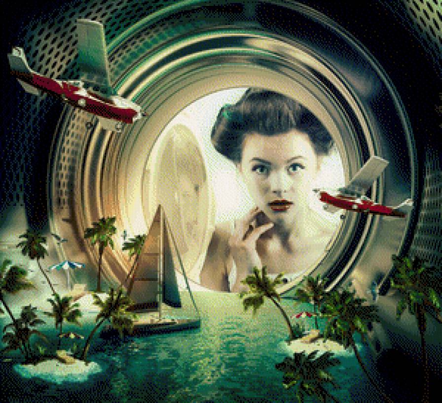 Detergent With Ocean Breeze Scent - девушка, отдых, пляж, пальма, портрет, самолет - предпросмотр