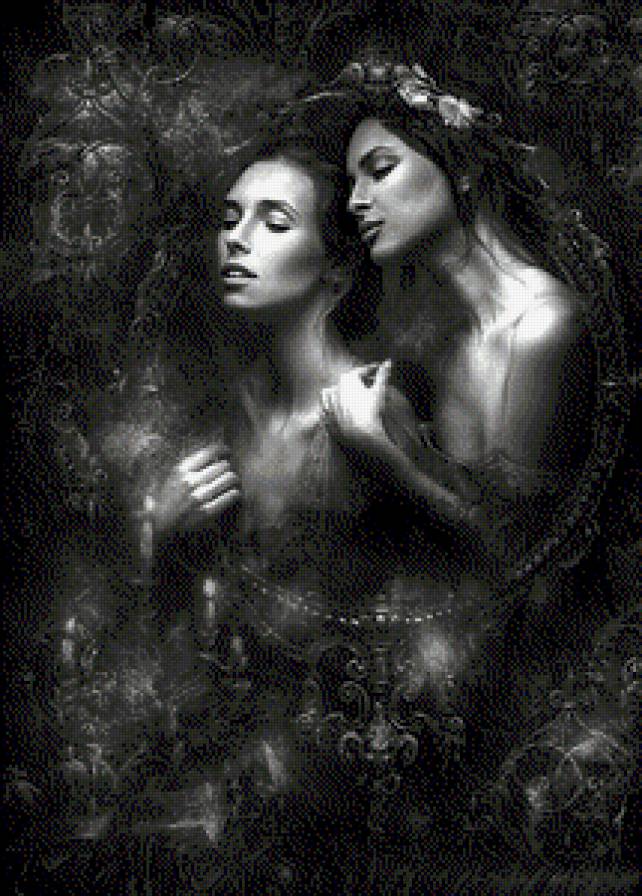 Renaissance - двое, черно-белое, отражение, зеркало - предпросмотр