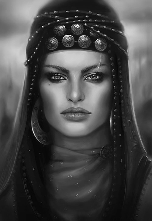 traveler - восток, черно-белое, девушка, лицо, портрет - оригинал