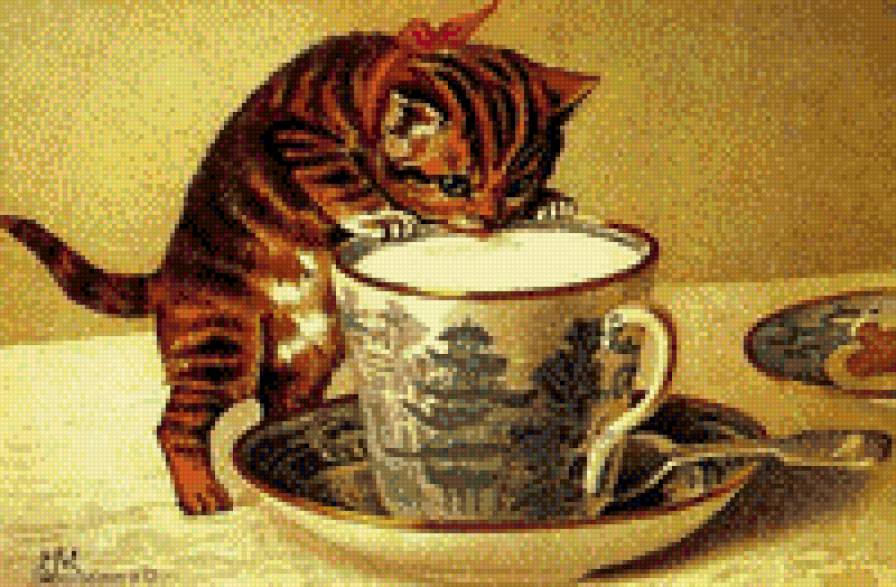 котенок - киса, чашка - предпросмотр