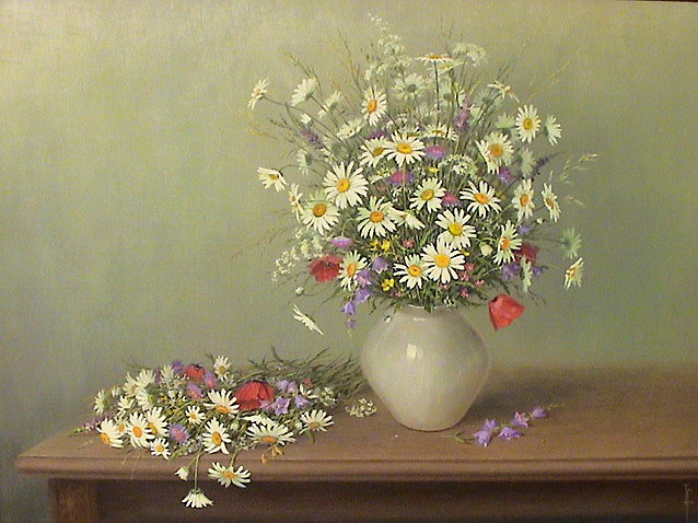 Полевые цветы - натюрморт, ромашки, цветы - оригинал