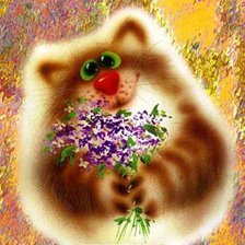 Схема вышивки «Кошачье поздравление»