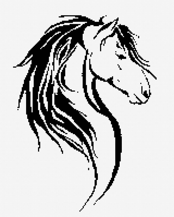 лошадь - монохром, лошадь - предпросмотр