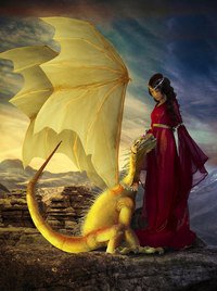 Девушка с драконом - дракон, девушка - оригинал