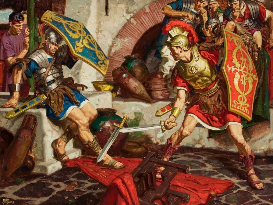 римляне - сражение, картина - оригинал