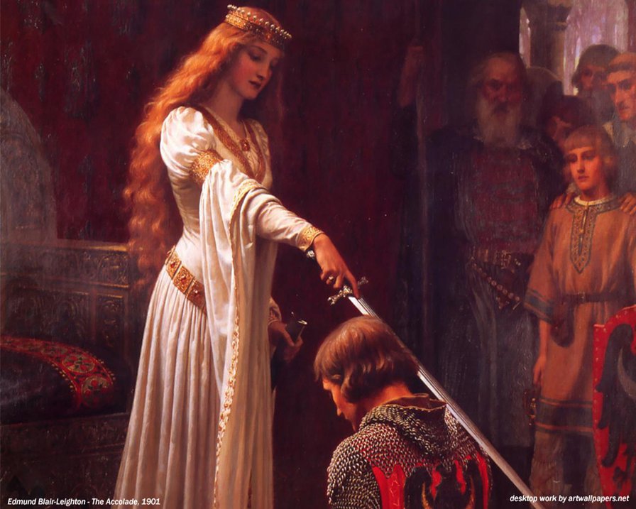 возведение в рыцари - картина, рыцарь, дама - оригинал