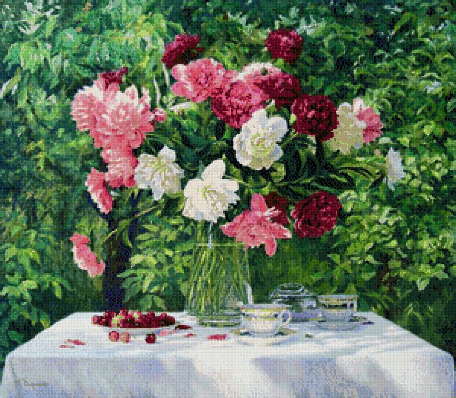 Gennadij Kiriczenko-Peonie z martwa natua - peonie, naturmort, ziwopis - предпросмотр