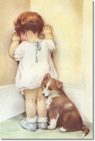 верный друг - собака, щенок, картина, друг, девочка, дети - оригинал
