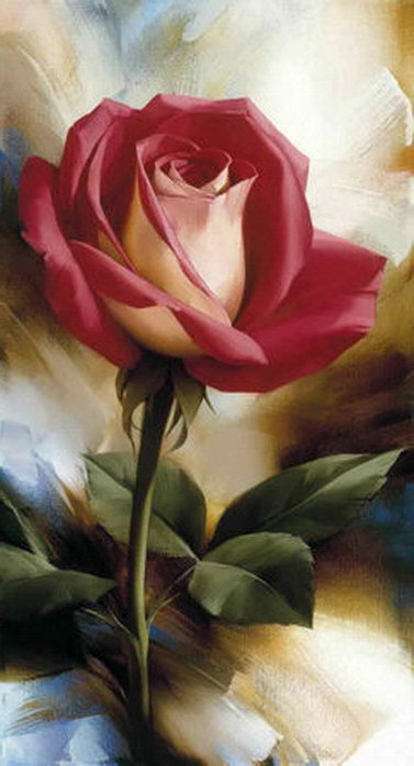 роза акварель - роза, картина, лепестки, цветок, букет - оригинал