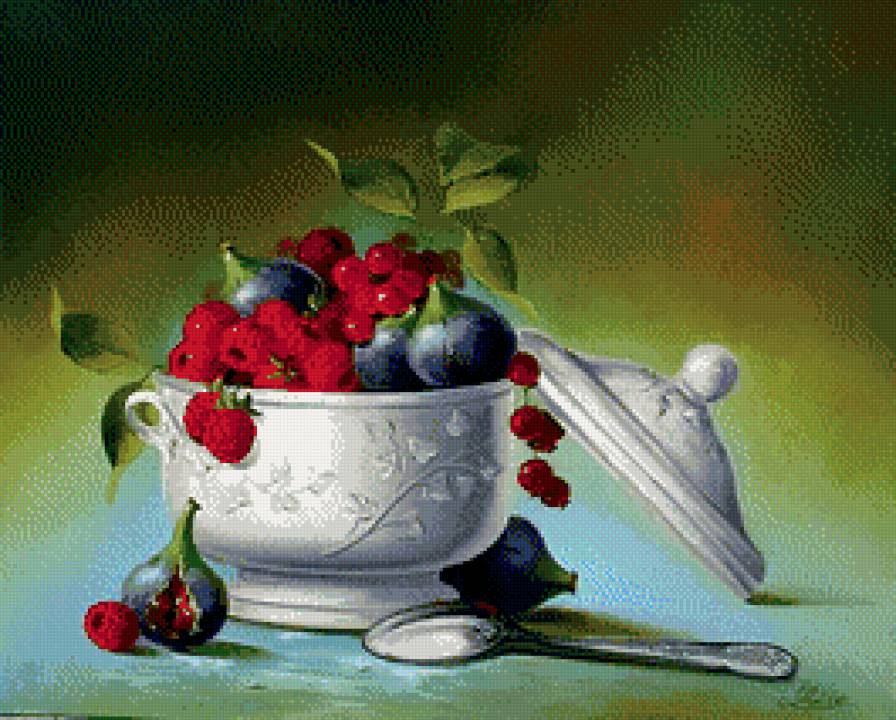 Ягодный натюрморт - натюрморт, фрукты, ягоды, инжир - предпросмотр