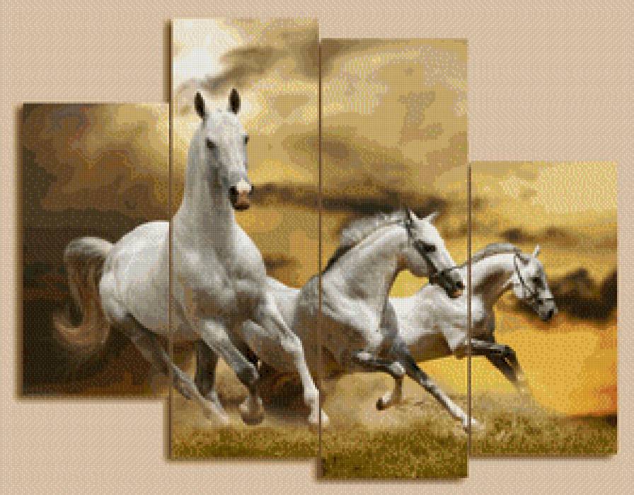 №569886 - кони, лошади, триптих, скакун - предпросмотр