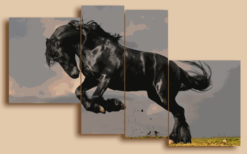 №569889 - триптих, лошадь, скакун, конь - оригинал
