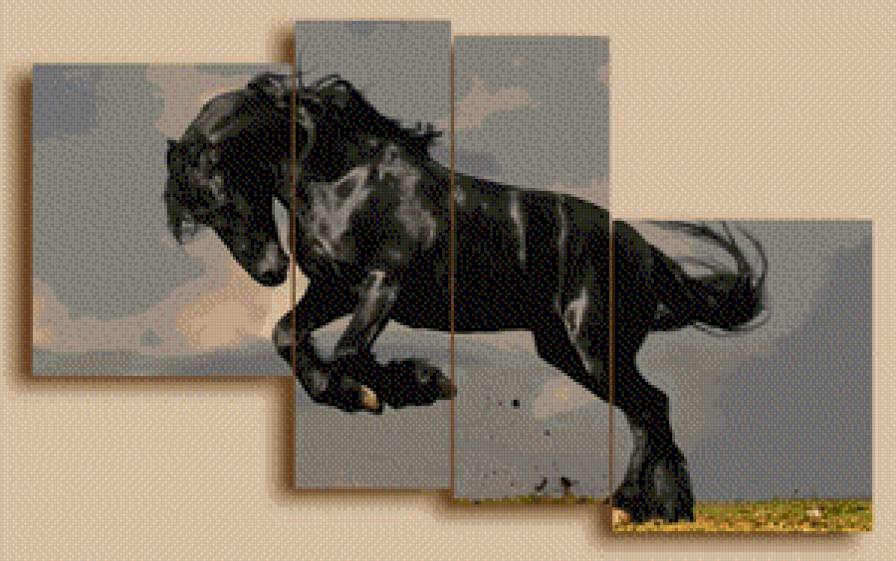 №569889 - конь, триптих, скакун, лошадь - предпросмотр