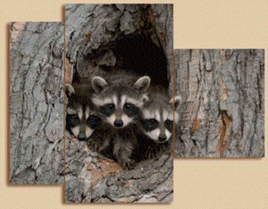 №570042 - животные, дерево, триптих - предпросмотр