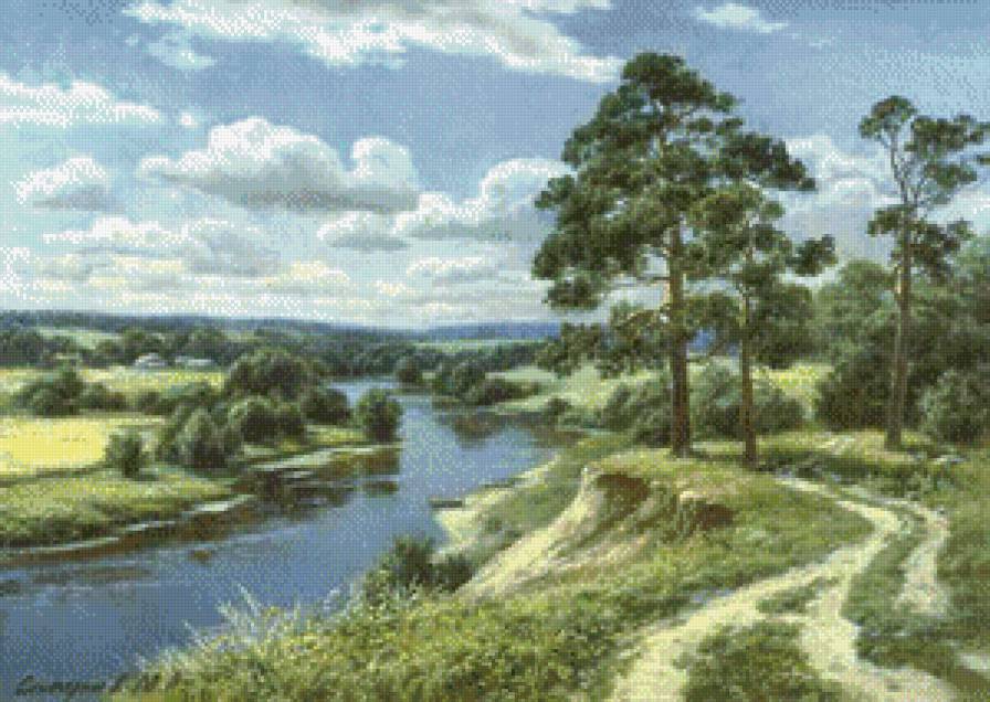 картина - природа, пейзаж, река - предпросмотр