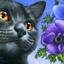 Схема вышивки «ещё котик»