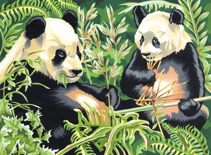 Две панды - медведи, китай, восток, животные, панда, азия - оригинал