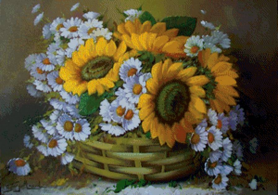 Ромашки и подсолнухи - ромашки, цветы, подсолнухи - предпросмотр