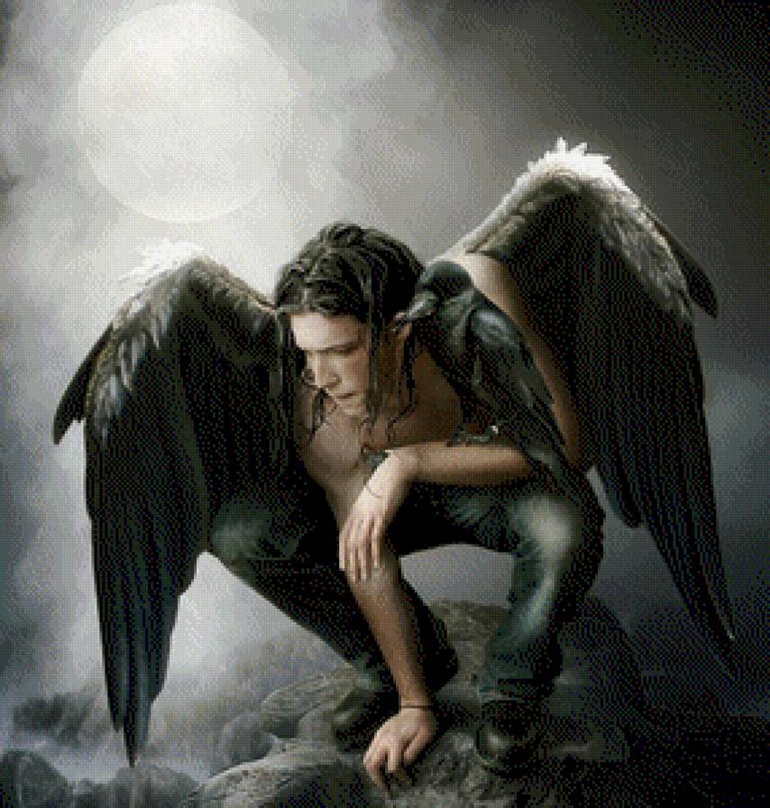 №571217 - птица, ночь, ворон, мужчина - предпросмотр