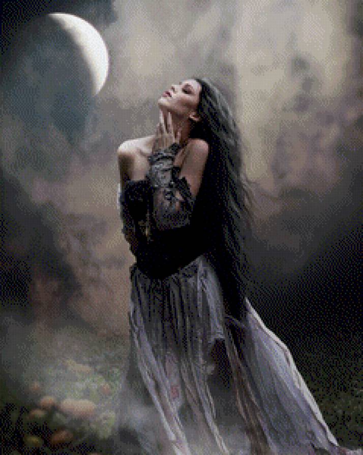 №571252 - готика, девушка, ночь, луна - предпросмотр