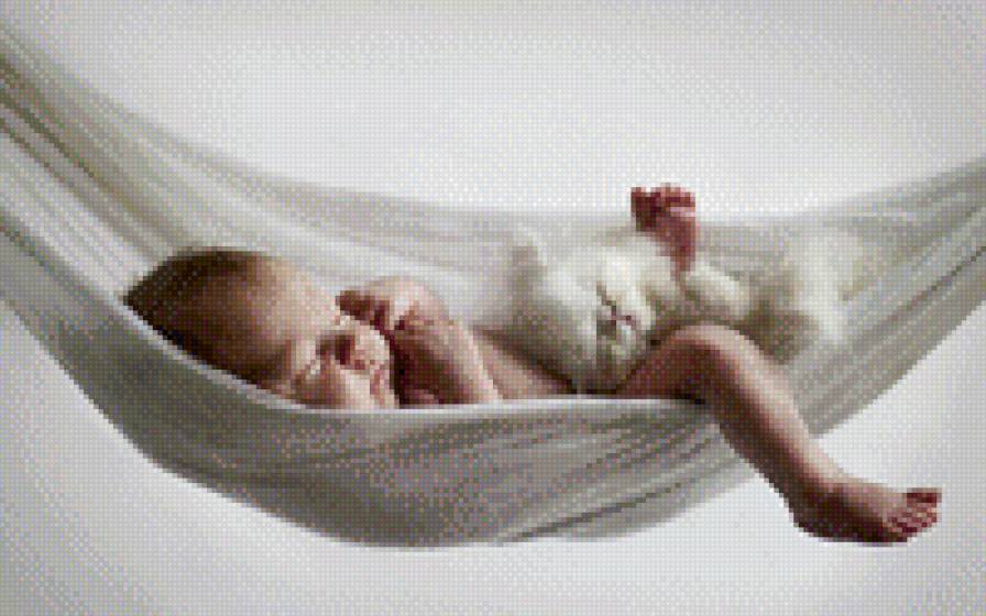 Безмятежность - сон, нежность, дитя, сладкий, гамак, малыш, котенок, ребенок - предпросмотр