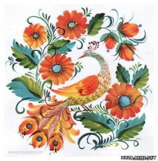 ЖАРПТИЦА - птицы, цветы, орнамент - оригинал