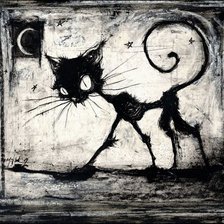 Оригинал схемы вышивки «черный кот» (№571995)