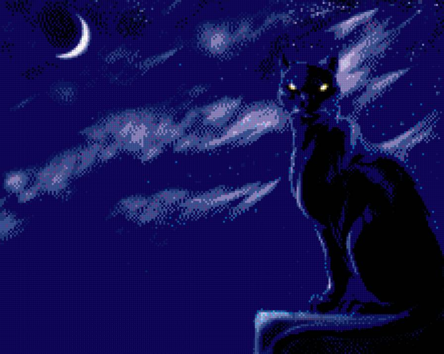 кошка - ночь, кот - предпросмотр