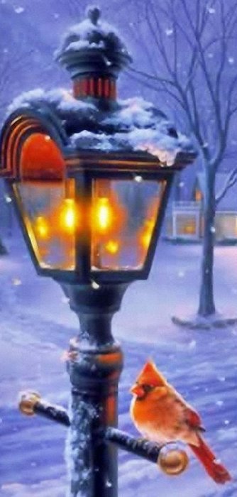 фонарь - фонарь, зима, вечер - оригинал