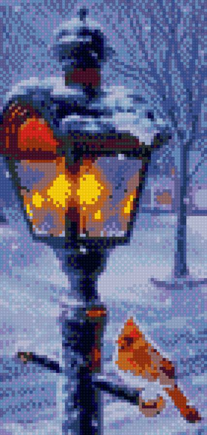 фонарь - фонарь, вечер, зима - предпросмотр