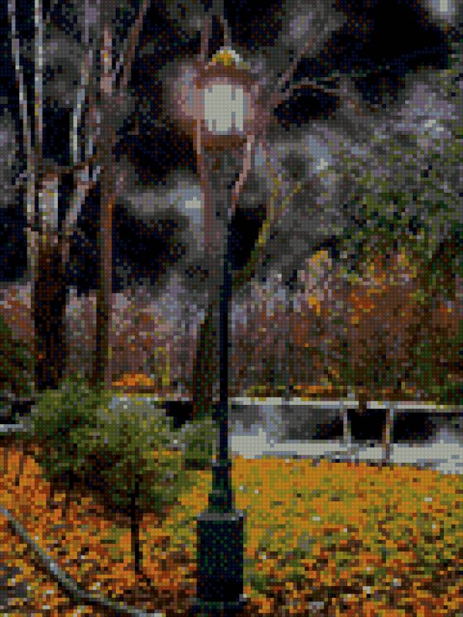 переулок - осень, ночь, фонарь - предпросмотр