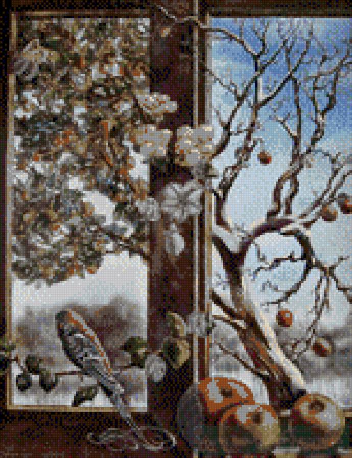 Наталия Коломиец Осень-Зима - картина, притца, осень, абстракция, пейзаж, зима, коломиец - предпросмотр