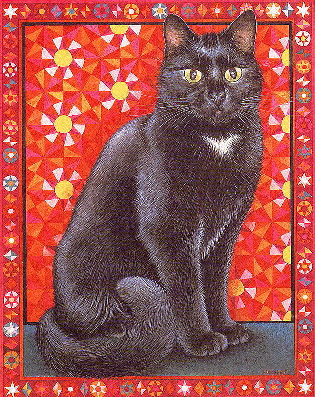 Ночь - живопись, животные, кошки - оригинал