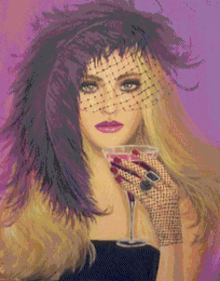 Dian Bernardo. Бокал вина - живопись, дама, портрет, девушка, люди - предпросмотр