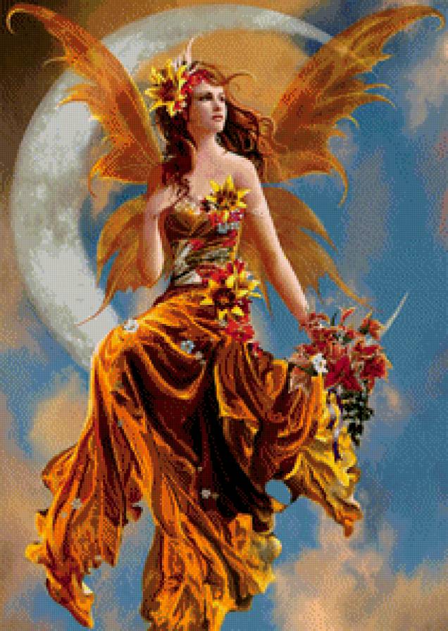 Девушка - ночь, луна - предпросмотр