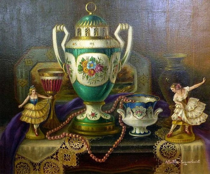 Anna Sattler-Seigerschmidt. Натюрморт с балериной - ваза, живопись, натюрморт - оригинал