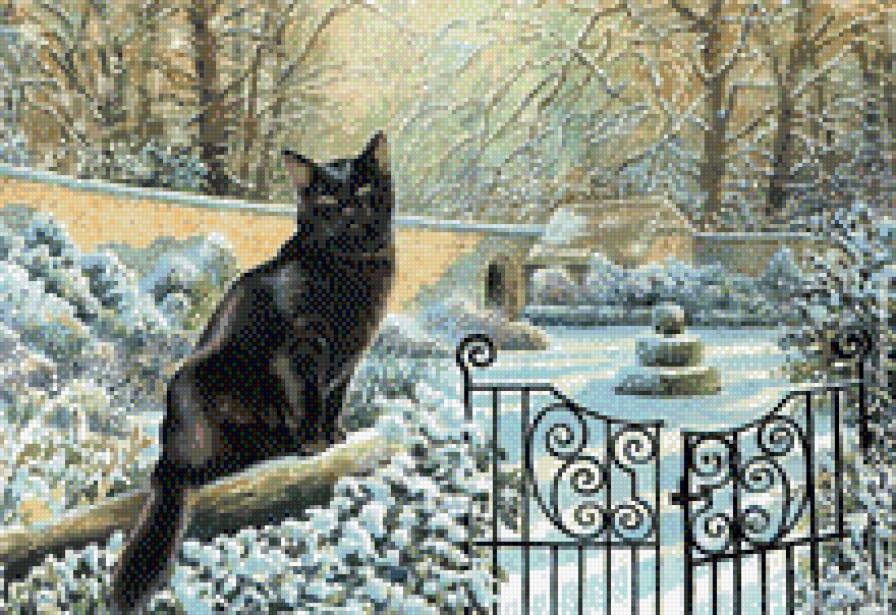 Прогулка в зимн.парк - животные, зима, кошки - предпросмотр