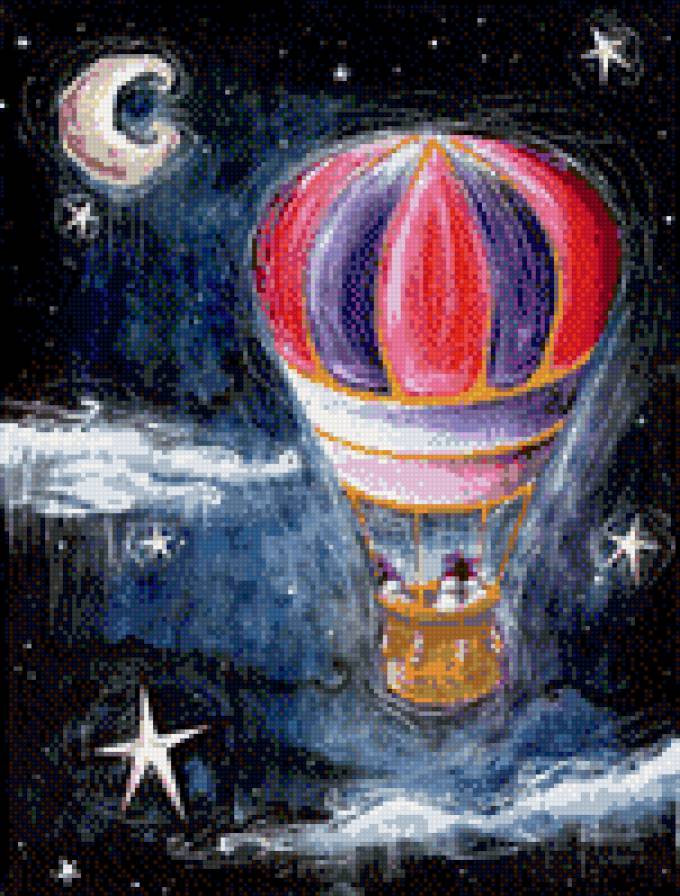 Звёздные луны 6 - звезды, луна, воздушный шар - предпросмотр