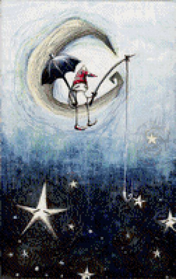 Звёздные луны 1 - луна, звезды, зонт - предпросмотр