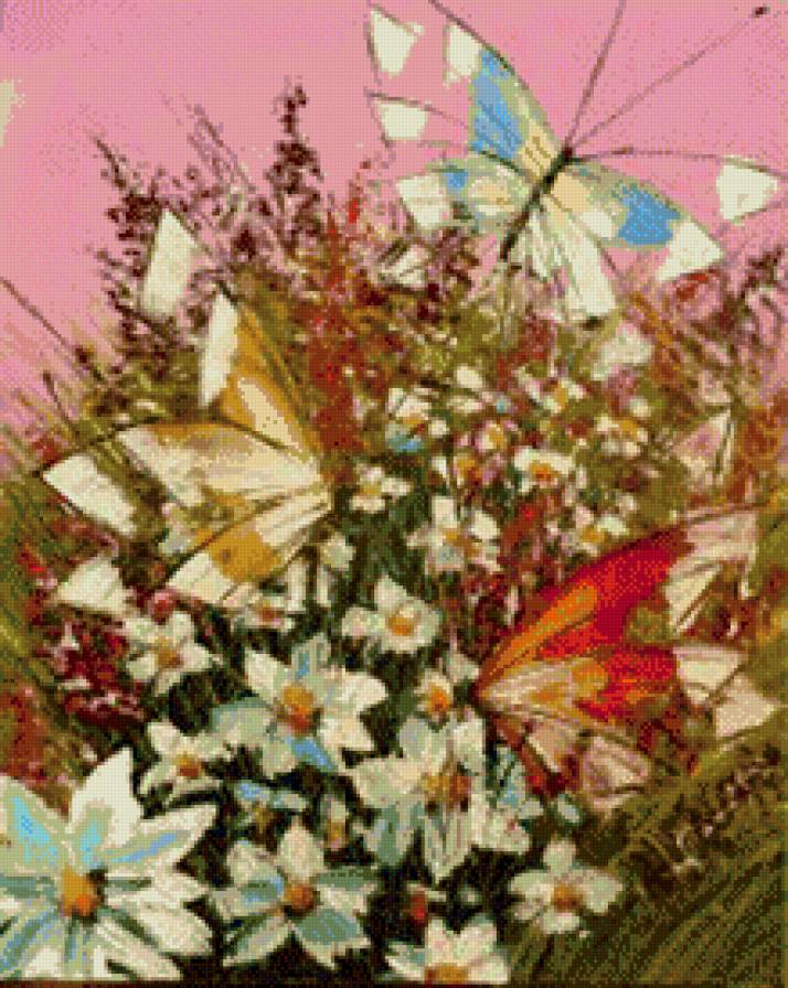 №573125 - цветы, бабочки, букет - предпросмотр