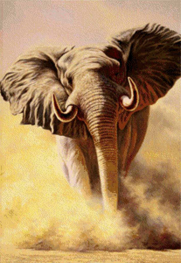 слон - картина, африка, саванна, слон - предпросмотр