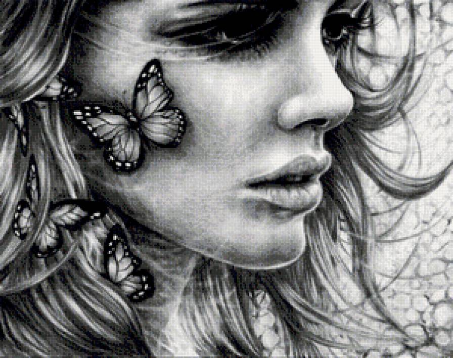 Девушка - девушка, красиво, бабочки - предпросмотр